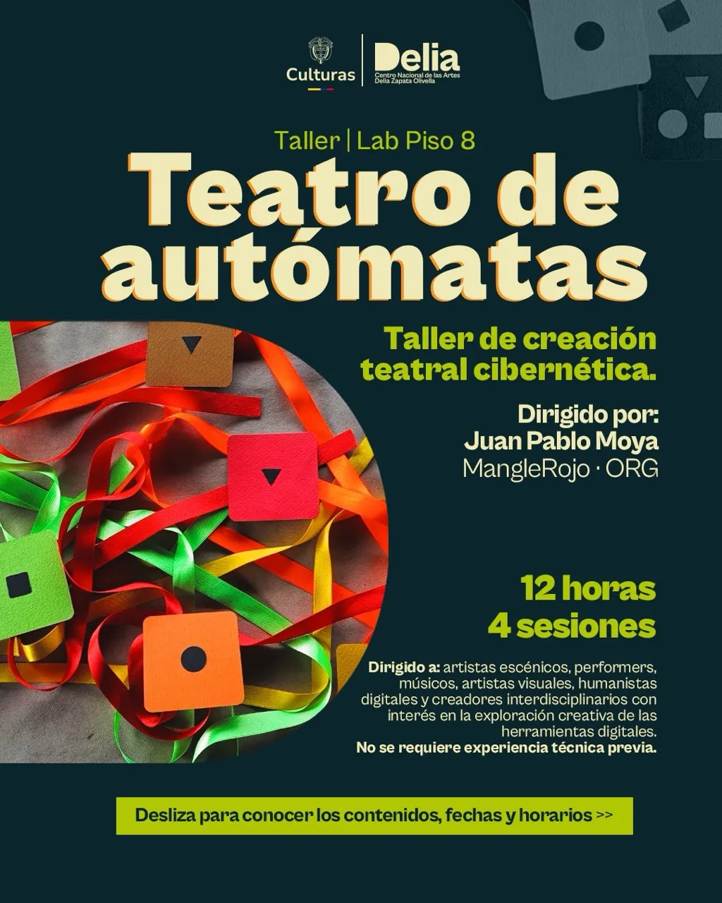 Afiche del taller Teatro de Autómatas del Lab Piso 8.